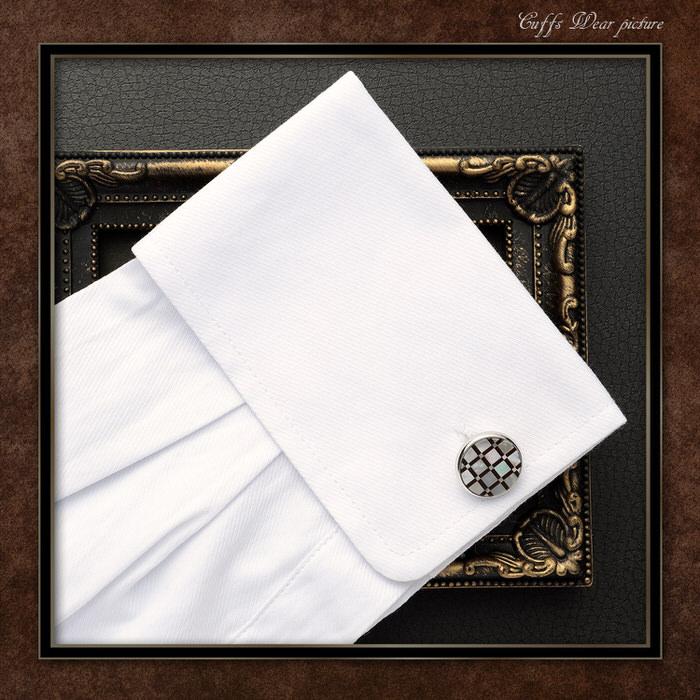 サークル ブラック 黒 シルバー 銀 コンビ デザイン カフス  カフスリンクス メンズ 男 結婚式 誕生日 使い方 プレゼント 彼氏 人気 セット Cuffs |  | 05