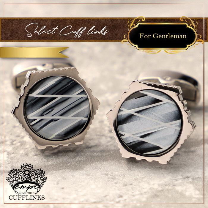 ヘキサゴン パターン デザイン カフス シルバー 銀  カフスリンクス メンズ 男 結婚式 誕生日 使い方 プレゼント 彼氏 人気 セット Cuffs |  | 03