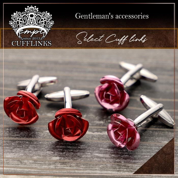 バラ ローズ 薔薇 植物 モチーフ カフス カフリンクス メンズ スーツ 結婚式 誕生日 シャツ プレゼント 上司 ギフト  ダブルカフス |  | 01