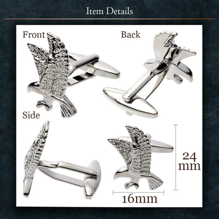 鷹 動物モチーフ カフス シルバー カフスリンクス メンズ 紳士 結婚式 ビジネス 付け方 プレゼント 彼氏 人気 セット Cuffs |  | 04