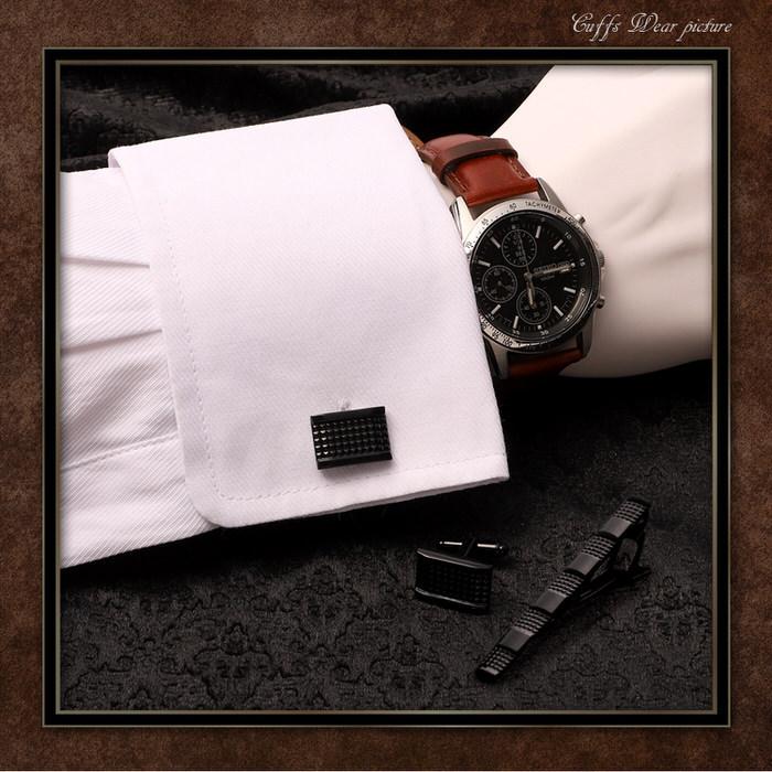 カフス タイピン セット ブロックコンビ ブラック 黒  カフス メンズ 紳士小物 結婚式 ビジネス シャツ プレゼント 旦那 ギフト セット 職場 |  | 02