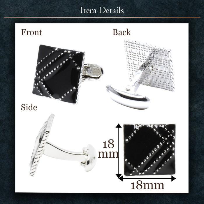 ブラック ドット ストライプ カフス カフスリンクス メンズ 男 結婚式 誕生日 使い方 プレゼント 彼氏 人気 セット Cuffs |  | 03