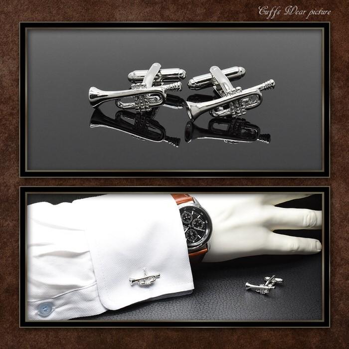 カフス トランペット 音楽 カフスボタン カフスリンクス メンズ 男 結婚式 誕生日 使い方 プレゼント 彼氏 人気 セット Cuffs |  | 02