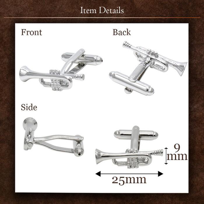 カフス トランペット 音楽 カフスボタン カフスリンクス メンズ 男 結婚式 誕生日 使い方 プレゼント 彼氏 人気 セット Cuffs |  | 03