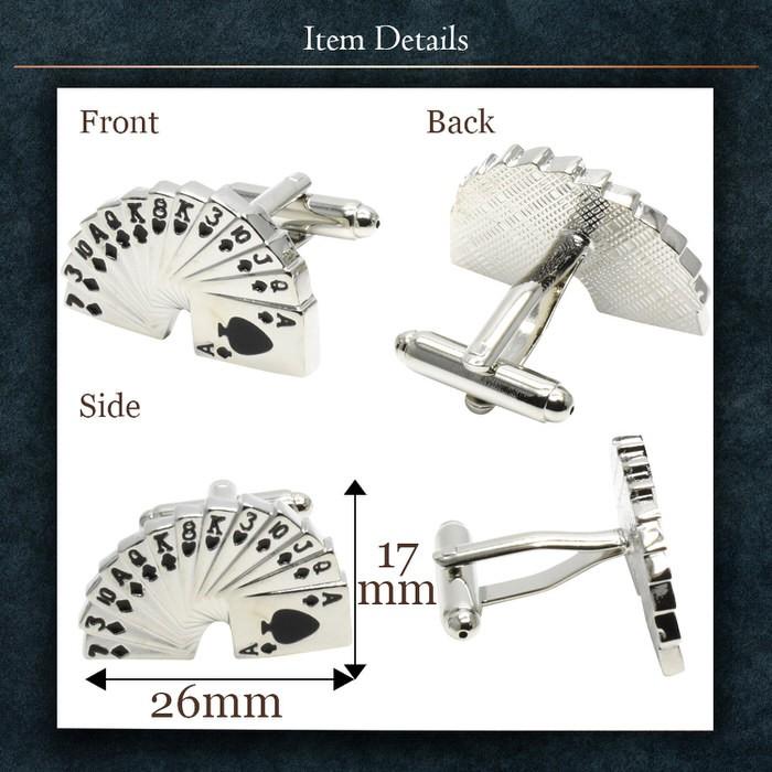 カフス トランプ スペード 13 カフスボタン メンズ 男性用 結婚式 冠婚葬祭 シャツ プレゼント 同僚 就職祝い セット 袖 |  | 03