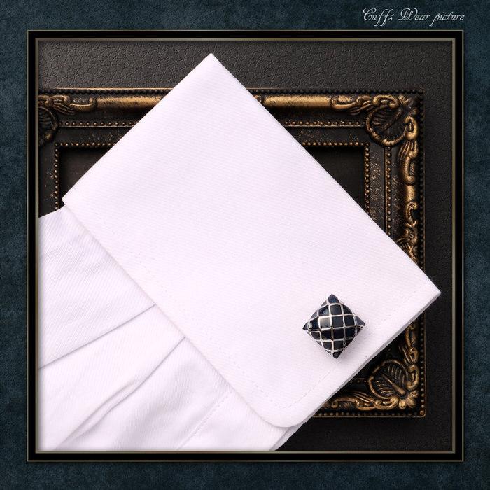 スクエア ブルー メッシュ ストライプ カフス カフスリンクス メンズ 男 結婚式 誕生日 使い方 プレゼント 彼氏 人気 セット Cuffs |  | 05