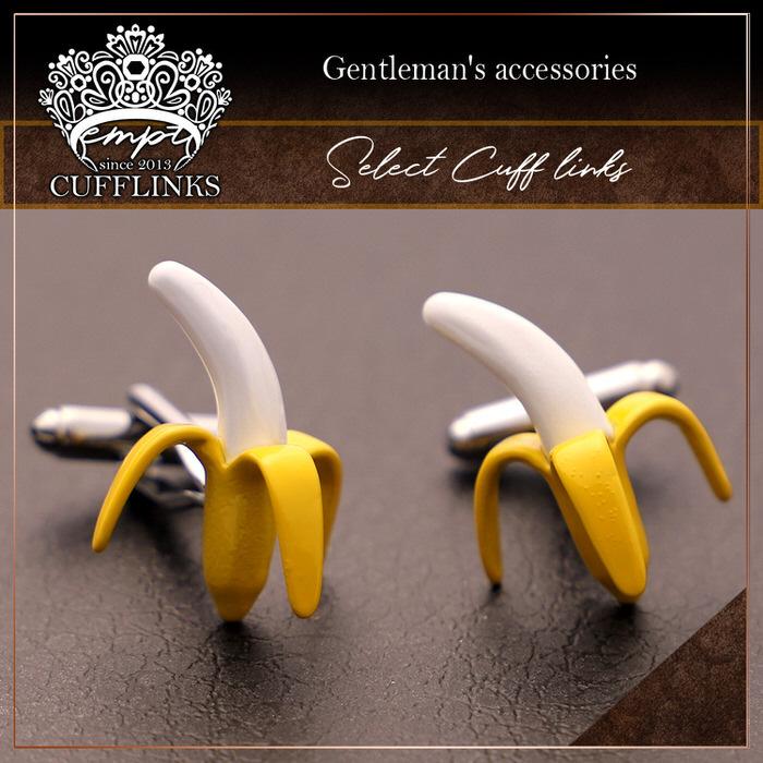 バナナ フルーツ 食べ物 モチーフ イエロー 黄 ホワイト 白 カフリンクス メンズ ビジネスマン 結婚式 誕生日 スーツ プレゼント 上司 ギフト セット ダブルカフ |  | 01