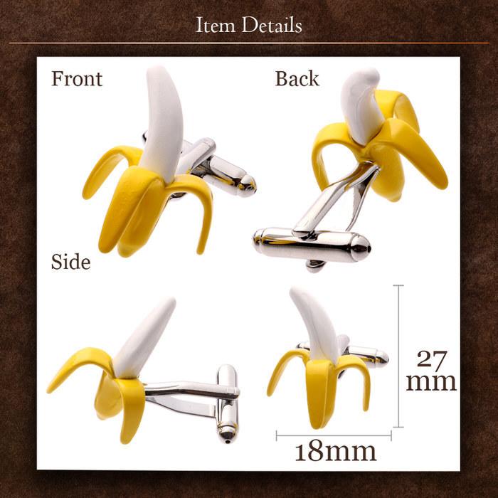 バナナ フルーツ 食べ物 モチーフ イエロー 黄 ホワイト 白 カフリンクス メンズ ビジネスマン 結婚式 誕生日 スーツ プレゼント 上司 ギフト セット ダブルカフ |  | 04