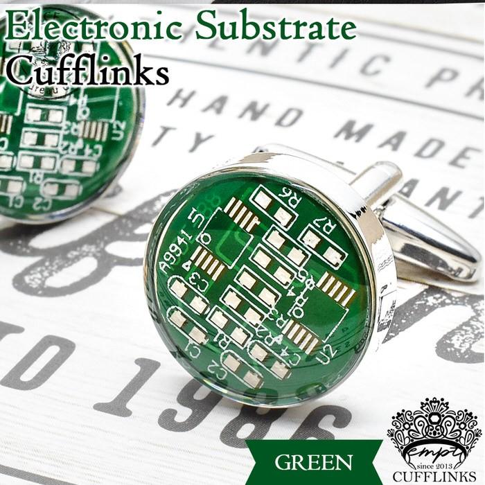 マイクロチップモチーフ基板カフス カフスボタン メンズ 男性 結婚式 パーティー シャツ プレゼント 旦那 贈り物 セット 袖 | 