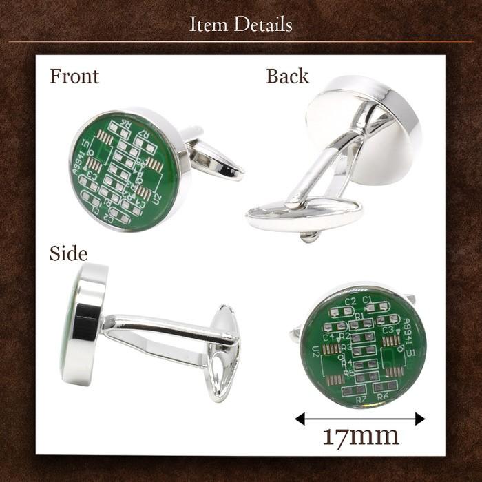 マイクロチップモチーフ基板カフス カフスボタン メンズ 男性 結婚式 パーティー シャツ プレゼント 旦那 贈り物 セット 袖 |  | 03