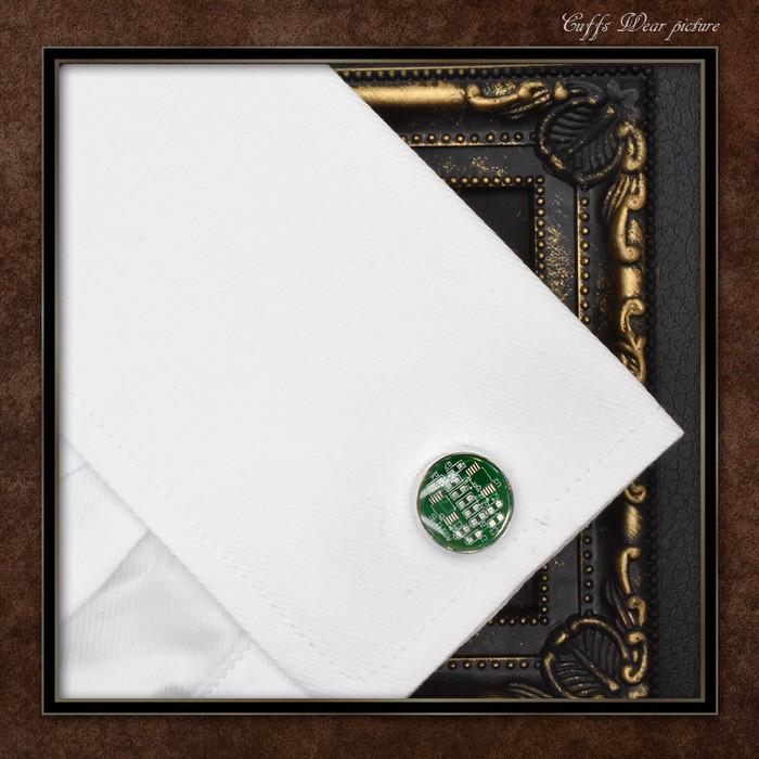 マイクロチップモチーフ基板カフス カフスボタン メンズ 男性 結婚式 パーティー シャツ プレゼント 旦那 贈り物 セット 袖 |  | 04
