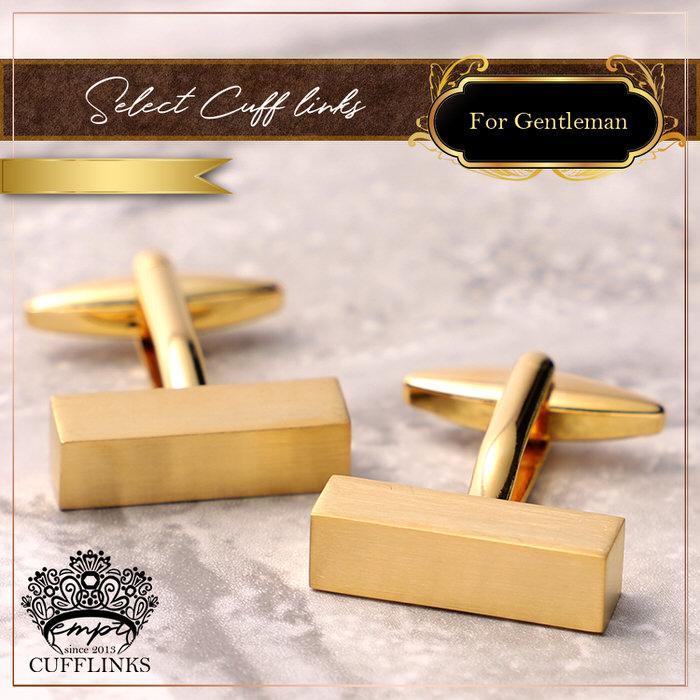 長方形 スクエア シンプル カフス ゴールド 金  カフリンクス メンズ 大人の男 結婚式 パーティー 付け方 プレゼント 上司 ギフト セット ダブルカフス |  | 03