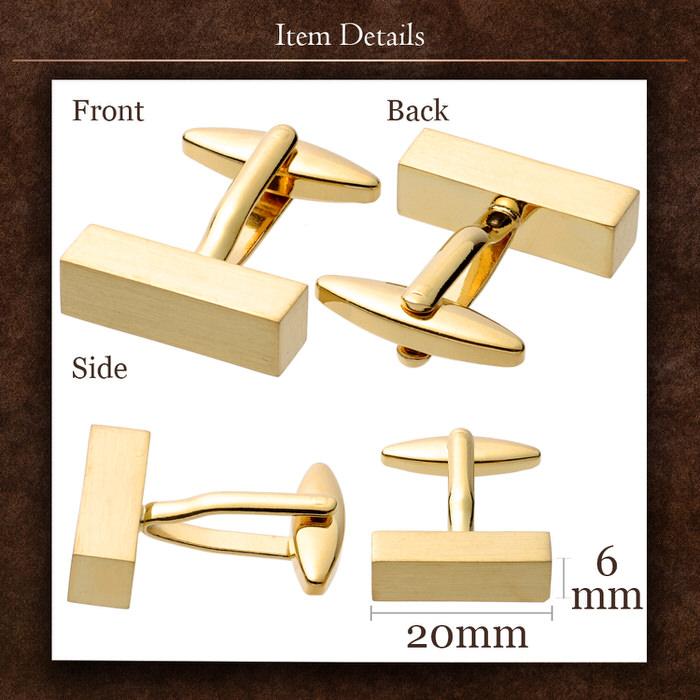 長方形 スクエア シンプル カフス ゴールド 金  カフリンクス メンズ 大人の男 結婚式 パーティー 付け方 プレゼント 上司 ギフト セット ダブルカフス |  | 04