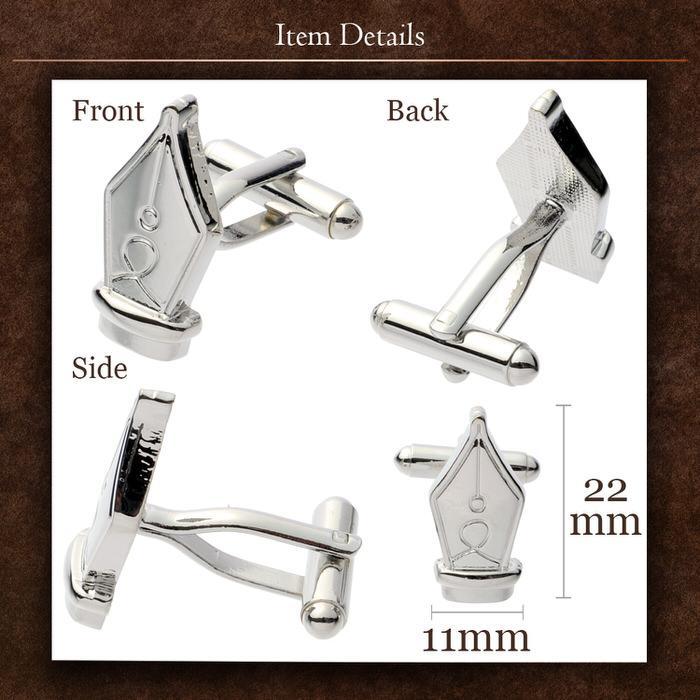 万年筆 ペン カフス シルバー 銀  カフス メンズ 紳士用 結婚式 スーツ 使い方 プレゼント 父親 お祝い セット 職場 |  | 04