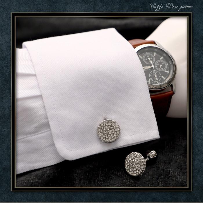 カットストーン キラキラ カフス シルバー 銀  カフスボタン メンズ 男性 結婚式 パーティー シャツ プレゼント 旦那 贈り物 セット 袖 |  | 02