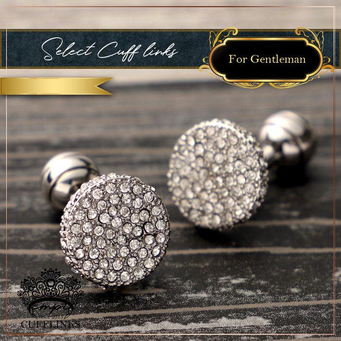 カットストーン キラキラ カフス シルバー 銀  カフスボタン メンズ 男性 結婚式 パーティー シャツ プレゼント 旦那 贈り物 セット 袖 |  | 03