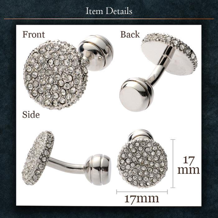 カットストーン キラキラ カフス シルバー 銀  カフスボタン メンズ 男性 結婚式 パーティー シャツ プレゼント 旦那 贈り物 セット 袖 |  | 04