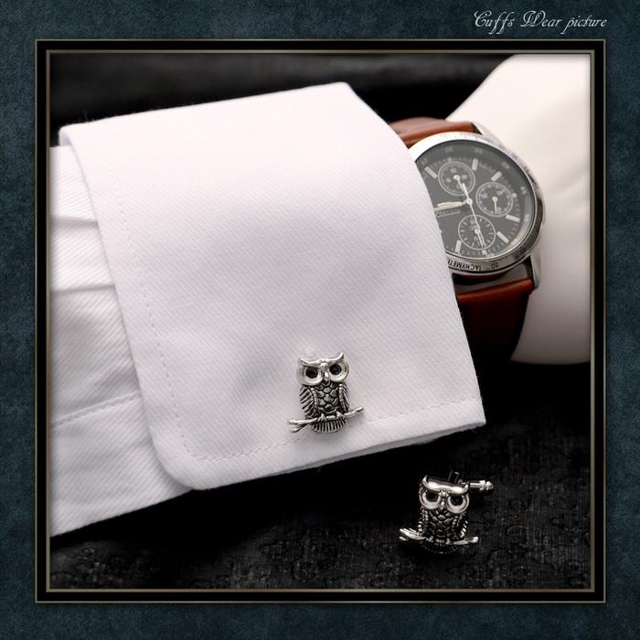 ふくろう 梟 動物 モチーフ カフス シルバー 銀  カフリンクス メンズ ビジネスマン 結婚式 誕生日 スーツ プレゼント 上司 ギフト セット ダブルカフス |  | 02