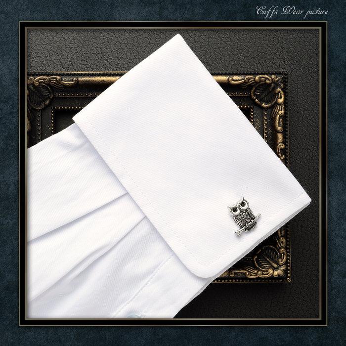 ふくろう 梟 動物 モチーフ カフス シルバー 銀  カフリンクス メンズ ビジネスマン 結婚式 誕生日 スーツ プレゼント 上司 ギフト セット ダブルカフス |  | 05