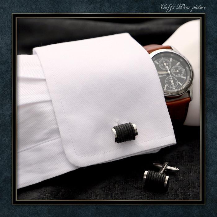 棒 編み込み カフス 3 シルバー 銀 ブラック 黒  カフリンクス メンズ 大人の男 結婚式 パーティー 付け方 プレゼント 上司 ギフト セット ダブルカフス |  | 02