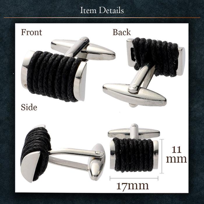 棒 編み込み カフス 3 シルバー 銀 ブラック 黒  カフリンクス メンズ 大人の男 結婚式 パーティー 付け方 プレゼント 上司 ギフト セット ダブルカフス |  | 04