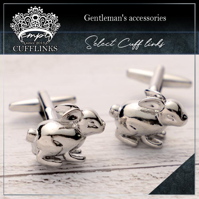 ウサギ うさぎ 兎 動物 カフス シルバー 銀  カフリンクス メンズ ビジネスマン 結婚式 誕生日 スーツ プレゼント 上司 ギフト セット ダブルカフス |  | 01