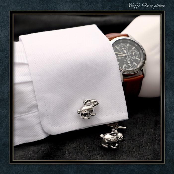 ウサギ うさぎ 兎 動物 カフス シルバー 銀  カフリンクス メンズ ビジネスマン 結婚式 誕生日 スーツ プレゼント 上司 ギフト セット ダブルカフス |  | 02