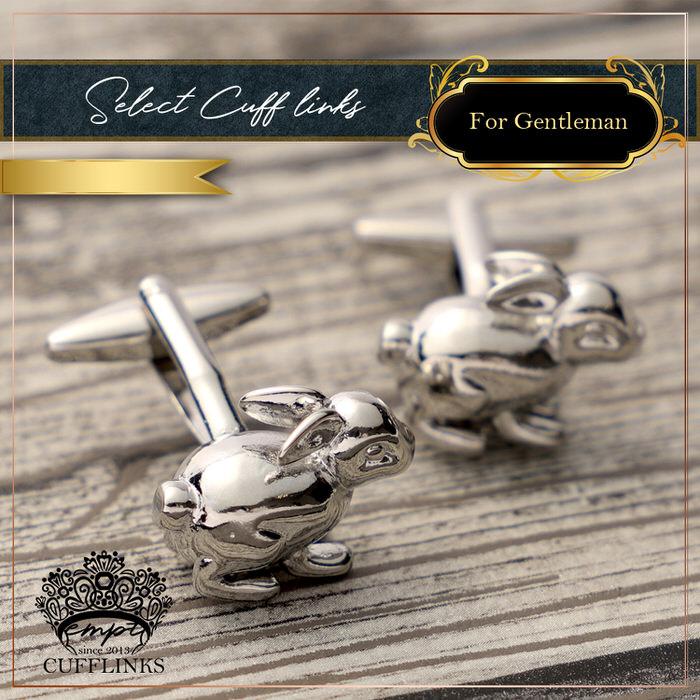 ウサギ うさぎ 兎 動物 カフス シルバー 銀  カフリンクス メンズ ビジネスマン 結婚式 誕生日 スーツ プレゼント 上司 ギフト セット ダブルカフス |  | 03
