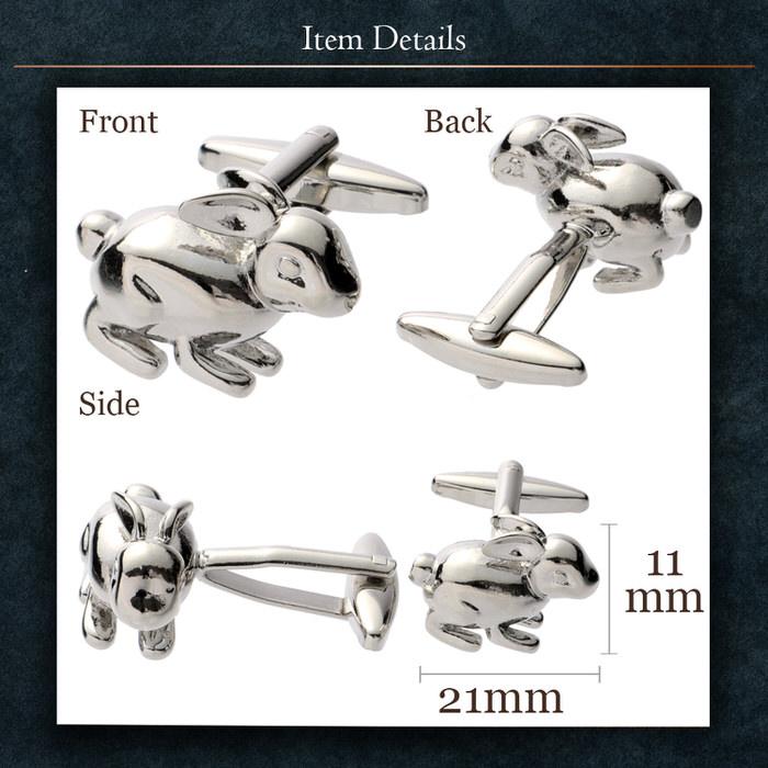 ウサギ うさぎ 兎 動物 カフス シルバー 銀  カフリンクス メンズ ビジネスマン 結婚式 誕生日 スーツ プレゼント 上司 ギフト セット ダブルカフス |  | 04