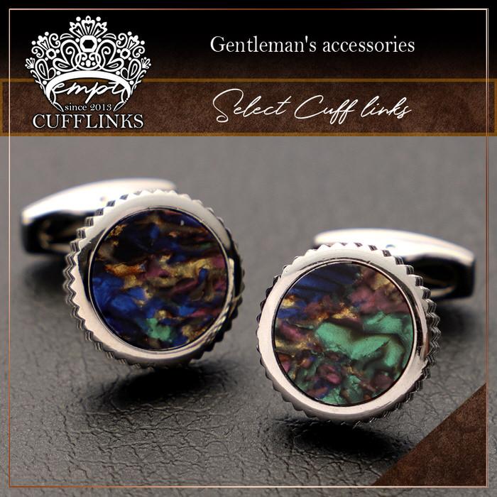 サークル シェル カラフル カフス シルバー 銀  カフスボタン メンズ 男性用 結婚式 冠婚葬祭 シャツ プレゼント 同僚 就職祝い セット 袖 |  | 01