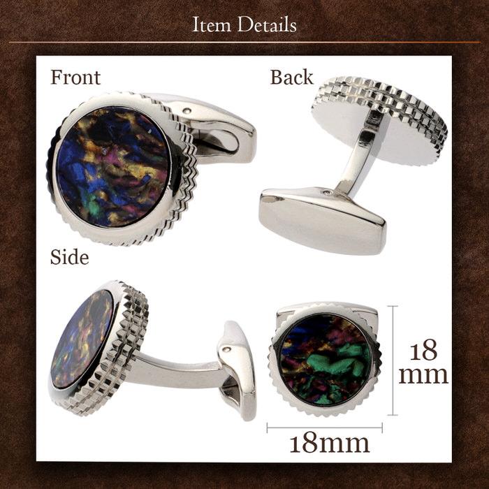 サークル シェル カラフル カフス シルバー 銀  カフスボタン メンズ 男性用 結婚式 冠婚葬祭 シャツ プレゼント 同僚 就職祝い セット 袖 |  | 04