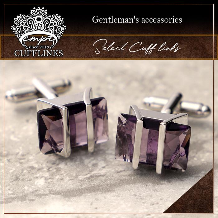 パープル 紫 カットストーン スクエア カフス シルバー 銀  カフスリンクス メンズ 男 結婚式 誕生日 使い方 プレゼント 彼氏 人気 セット Cuffs |  | 01