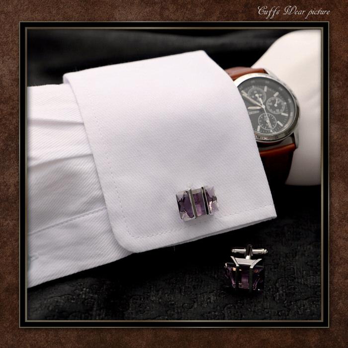 パープル 紫 カットストーン スクエア カフス シルバー 銀  カフスリンクス メンズ 男 結婚式 誕生日 使い方 プレゼント 彼氏 人気 セット Cuffs |  | 02