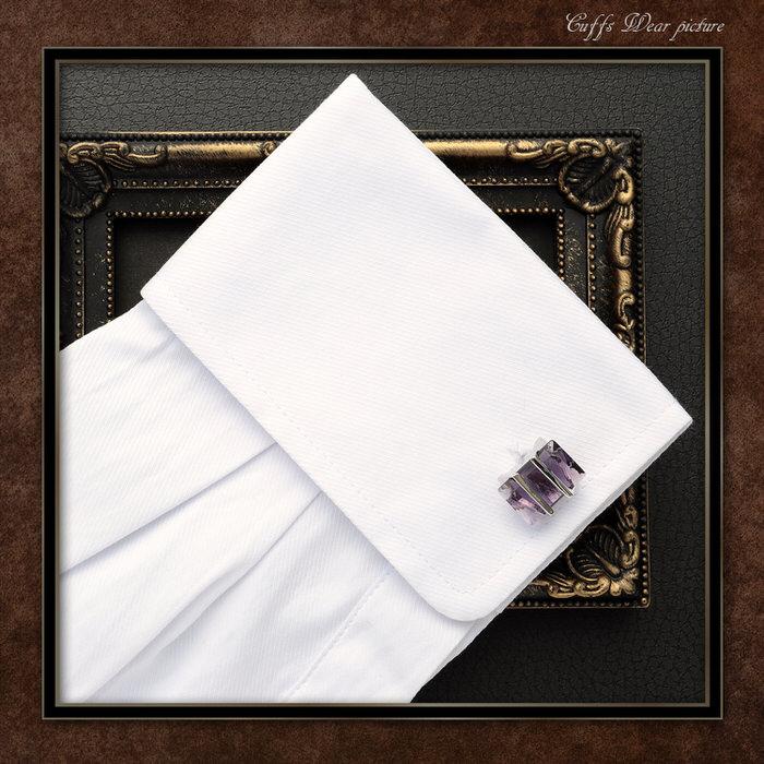 パープル 紫 カットストーン スクエア カフス シルバー 銀  カフスリンクス メンズ 男 結婚式 誕生日 使い方 プレゼント 彼氏 人気 セット Cuffs |  | 05