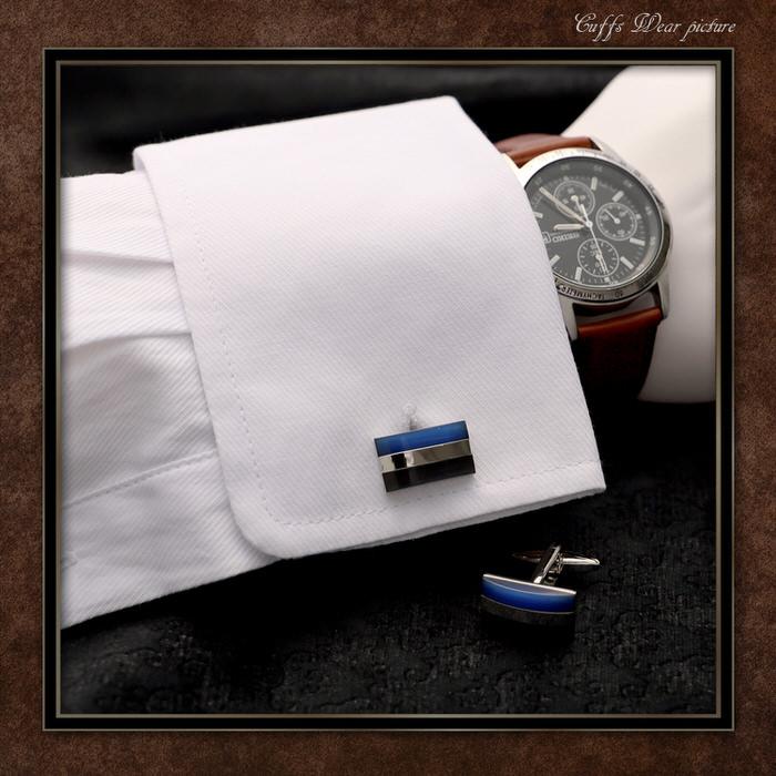 スクエア ストライプ カフス ブルー 青 シルバー 銀 スカイブルー 水色  カフスリンクス メンズ 男 結婚式 誕生日 使い方 プレゼント 彼氏 人気 セット Cuffs |  | 02