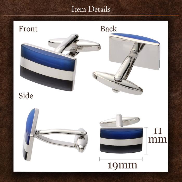 スクエア ストライプ カフス ブルー 青 シルバー 銀 スカイブルー 水色  カフスリンクス メンズ 男 結婚式 誕生日 使い方 プレゼント 彼氏 人気 セット Cuffs |  | 04