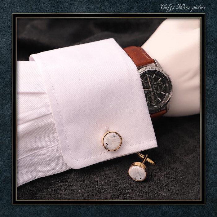 カフス 石調 ホワイト 白 ゴールド 金 サークル  カフスリンクス カフス カフスボタン カフリンクス かっこいい メンズ シャツ 結婚式 お洒落 豪華 ラグジュアリ |  | 02