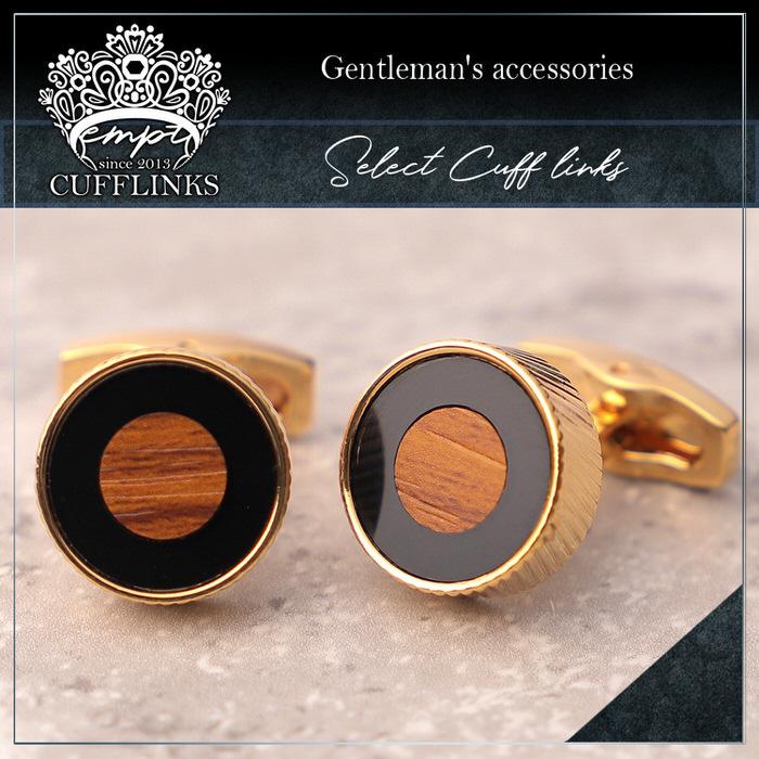 カフス サークル 木目 ブラック 黒 ブラウン 茶 ゴールド 金  カフス カフスボタン カフリンクス カフスリンクス かっこいい メンズ シャツ 結婚式 かっこいい |  | 01