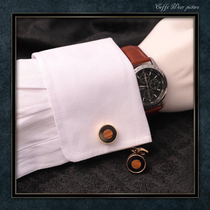 カフス サークル 木目 ブラック 黒 ブラウン 茶 ゴールド 金  カフス カフスボタン カフリンクス カフスリンクス かっこいい メンズ シャツ 結婚式 かっこいい |  | 02