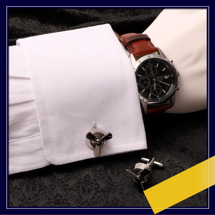 カフス プロペラ モチーフ 飛行機 エンジン スクリュー シルバー 銀  カフスリンクス メンズ 男 結婚式 誕生日 使い方 プレゼント 彼氏 人気 セット Cuffs |  | 02