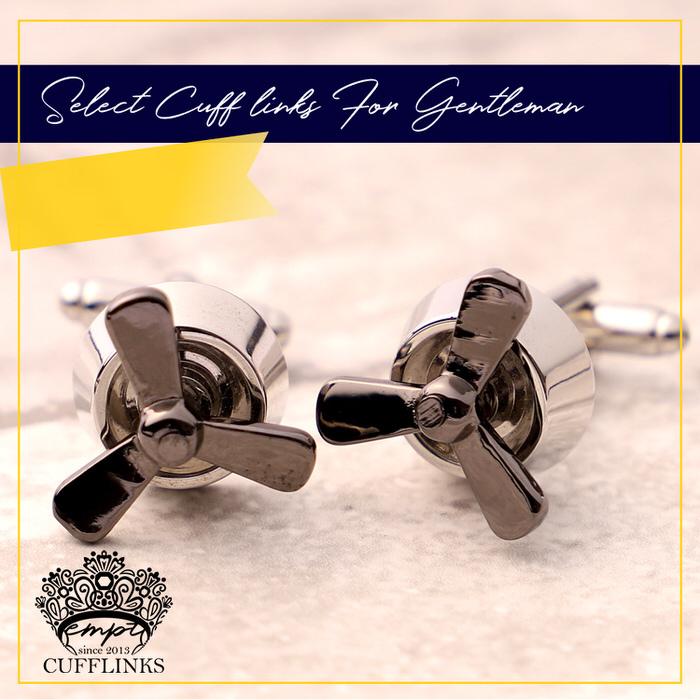 カフス プロペラ モチーフ 飛行機 エンジン スクリュー シルバー 銀  カフスリンクス メンズ 男 結婚式 誕生日 使い方 プレゼント 彼氏 人気 セット Cuffs |  | 03