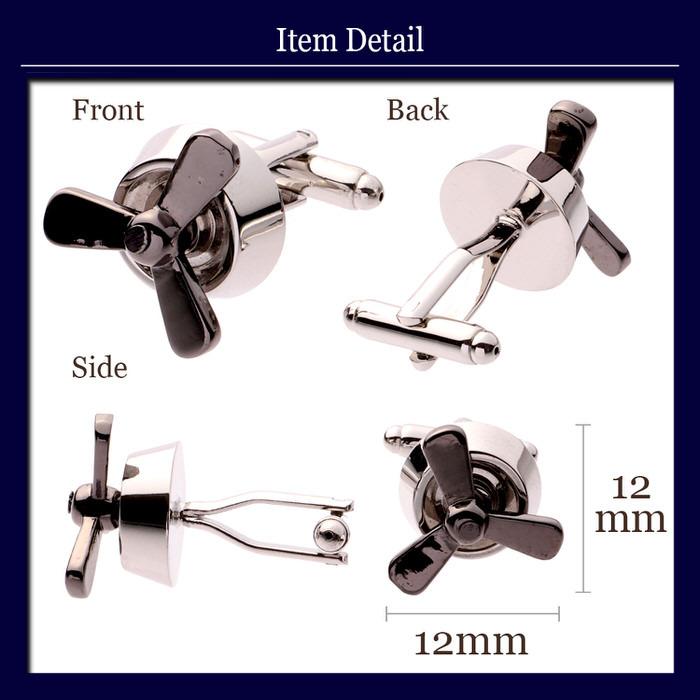 カフス プロペラ モチーフ 飛行機 エンジン スクリュー シルバー 銀  カフスリンクス メンズ 男 結婚式 誕生日 使い方 プレゼント 彼氏 人気 セット Cuffs |  | 04