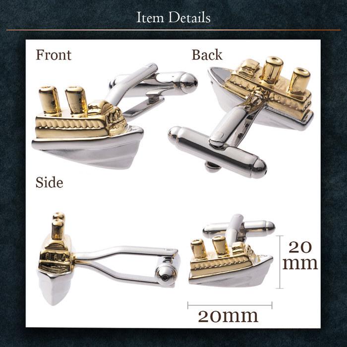 カフス 船 客船 乗り物 モチーフ ゴールド 金 シルバー 銀  カフスボタン カフリンクス カフスリンクス カフス 目立つ メンズ 付け方 結婚式 オシャレ おもしろ |  | 04