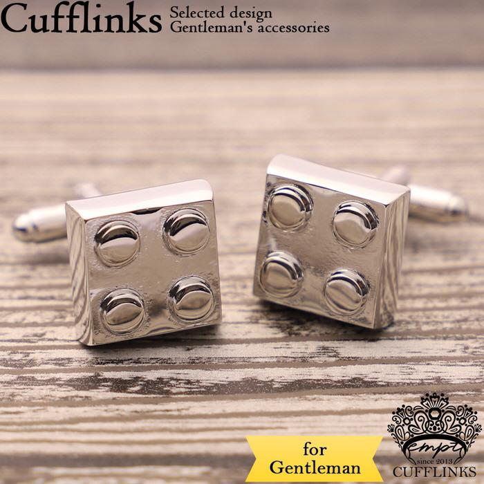 カフス ブロック おもちゃ スクエア 四角 モチーフ シルバー 銀  カフスリンクス メンズ 男 結婚式 誕生日 使い方 プレゼント 彼氏 人気 セット Cuffs | 