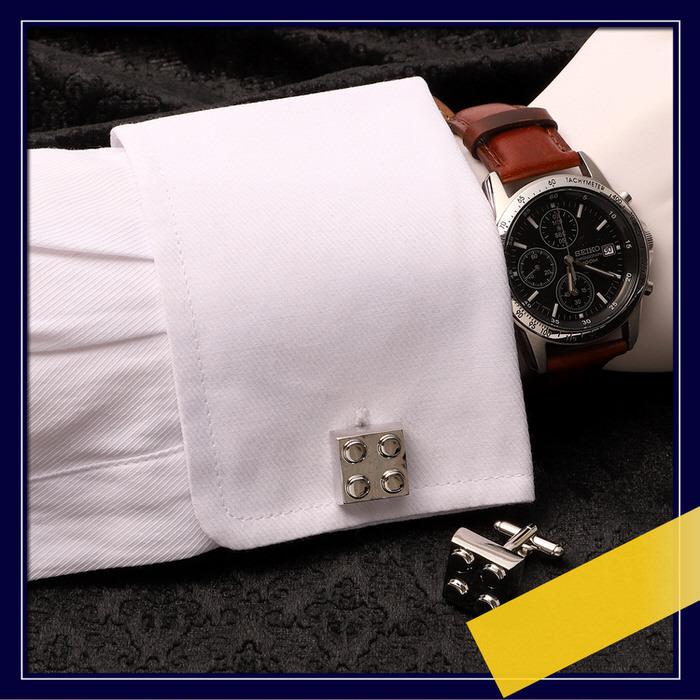 カフス ブロック おもちゃ スクエア 四角 モチーフ シルバー 銀  カフスリンクス メンズ 男 結婚式 誕生日 使い方 プレゼント 彼氏 人気 セット Cuffs |  | 02