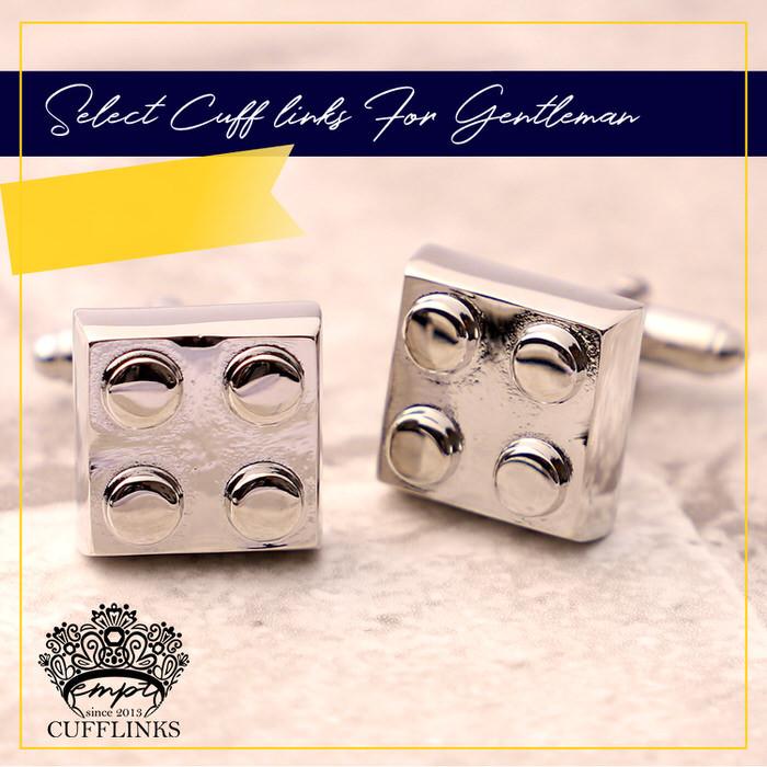 カフス ブロック おもちゃ スクエア 四角 モチーフ シルバー 銀  カフスリンクス メンズ 男 結婚式 誕生日 使い方 プレゼント 彼氏 人気 セット Cuffs |  | 03