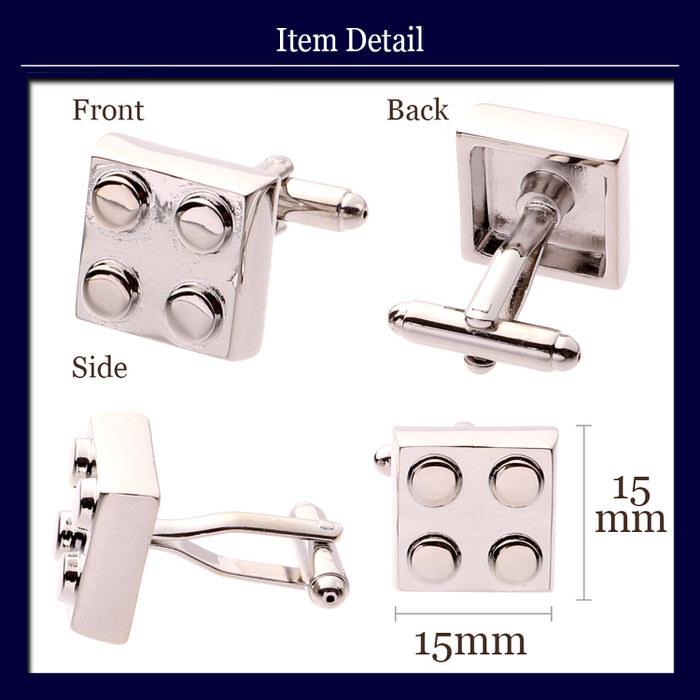 カフス ブロック おもちゃ スクエア 四角 モチーフ シルバー 銀  カフスリンクス メンズ 男 結婚式 誕生日 使い方 プレゼント 彼氏 人気 セット Cuffs |  | 04