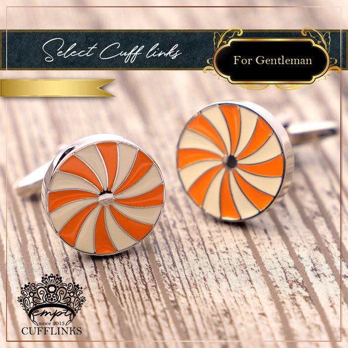 カフス サークル 丸 模様 車輪 オレンジ 橙 シルバー 銀  カフス カフスボタン カフリンクス カフスリンクス かっこいい メンズ シャツ 結婚式 かっこいい 豪華 |  | 03