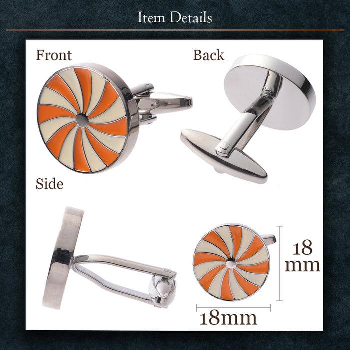 カフス サークル 丸 模様 車輪 オレンジ 橙 シルバー 銀  カフス カフスボタン カフリンクス カフスリンクス かっこいい メンズ シャツ 結婚式 かっこいい 豪華 |  | 04
