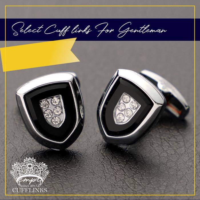 盾 シールド 形 カフス ブラック 黒 シルバー 銀  カフスリンクス メンズ 男 結婚式 誕生日 使い方 プレゼント 彼氏 人気 セット Cuffs |  | 03